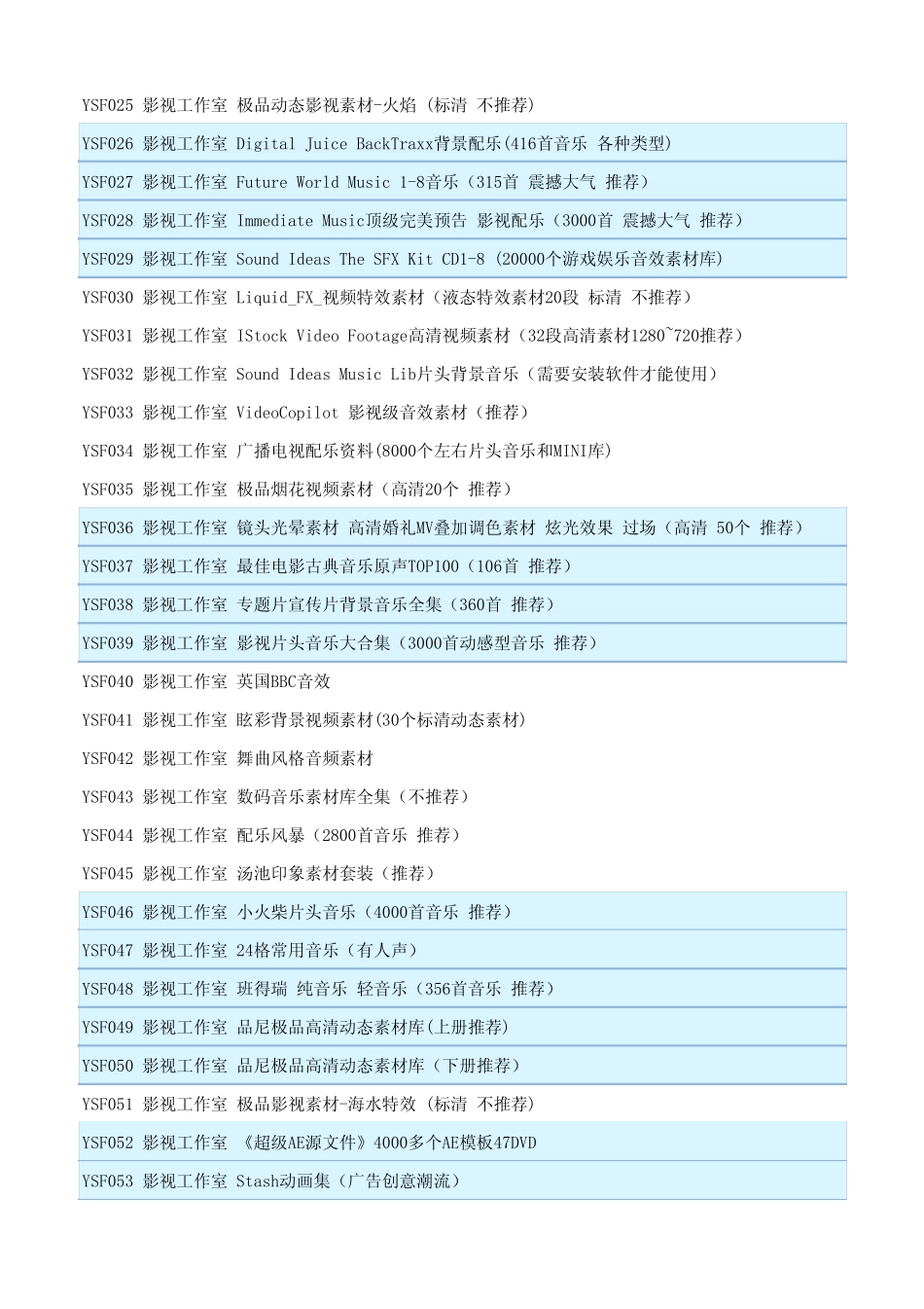 影视工作室高清素材清单20131202_第2页
