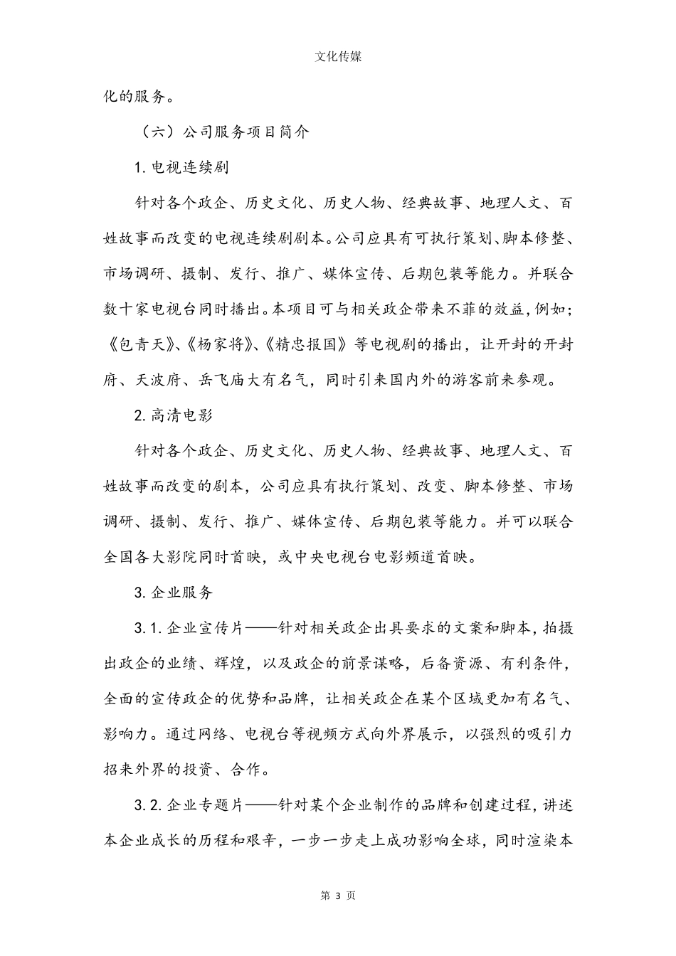 影视文化传媒公司商业计划书_第3页