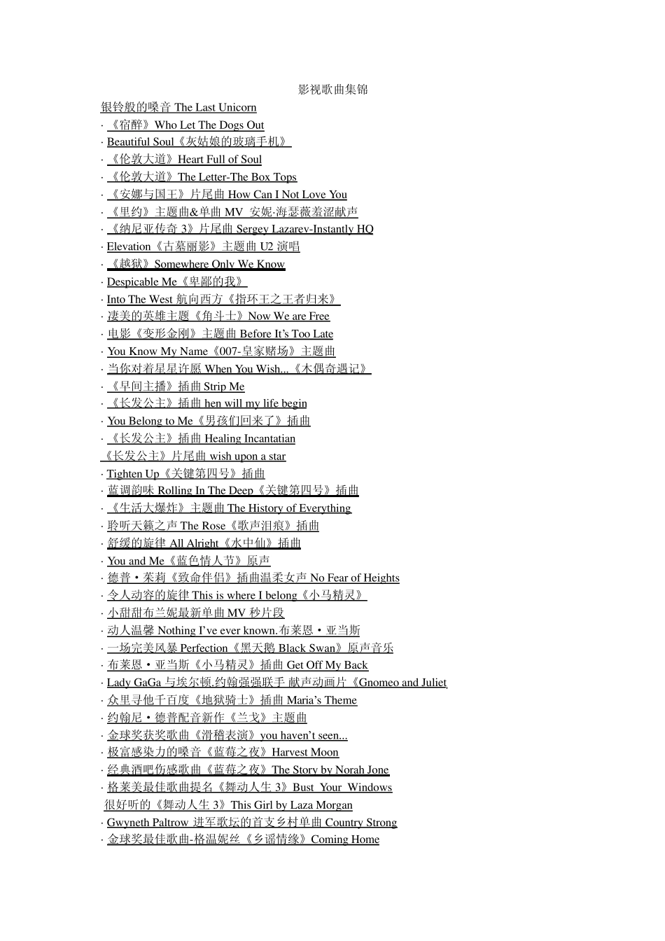 影视英文歌曲500首超链接_第1页
