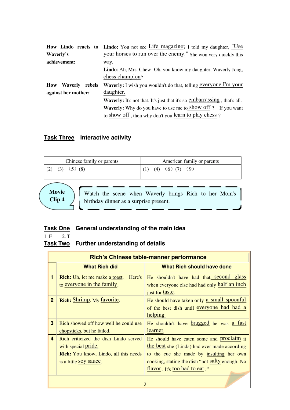 影视课堂活力英语课本习题答案U3_第3页