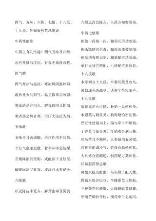 很全的中医药必背歌诀