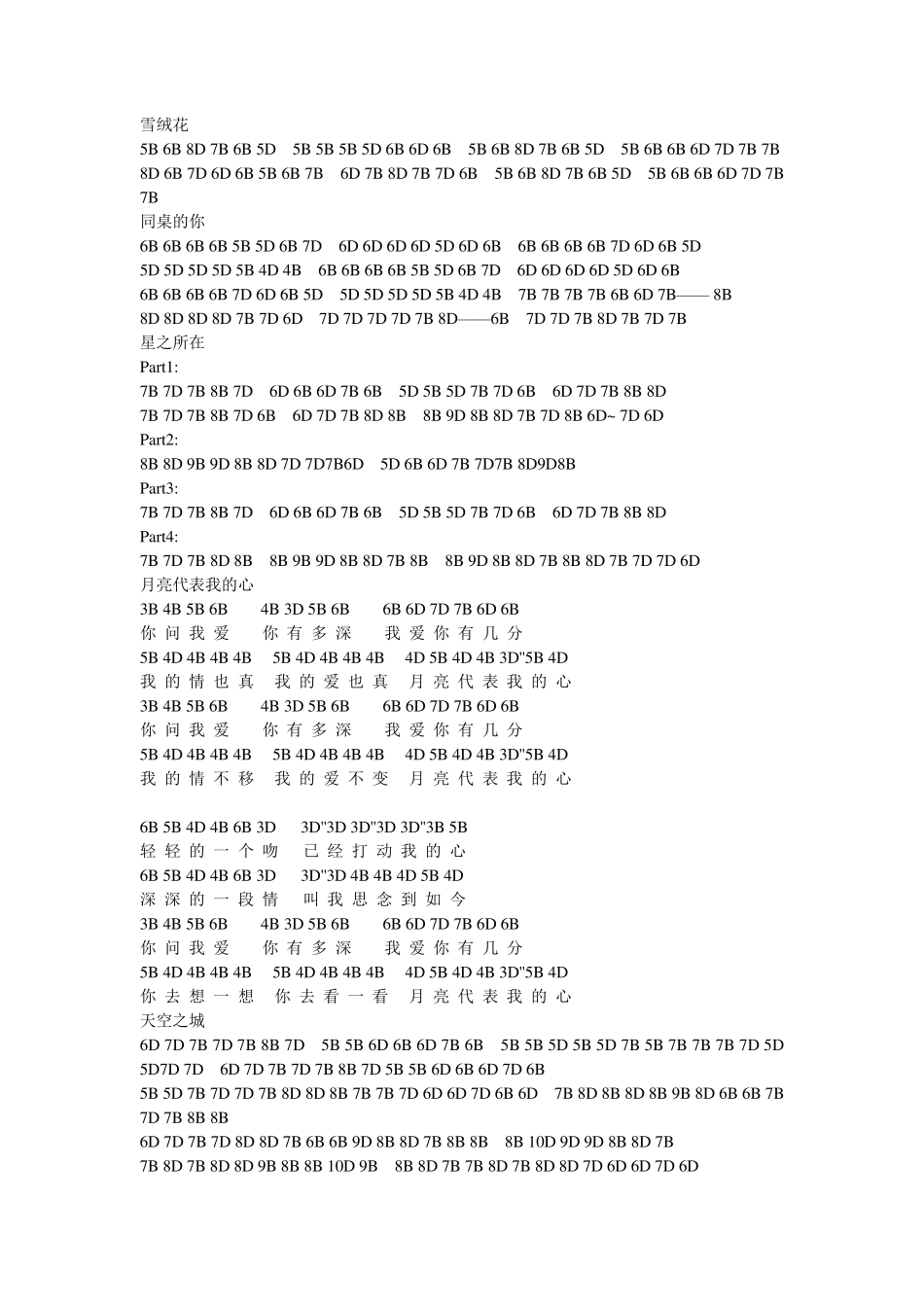 很多好听的歌的十孔口琴BD谱_第1页