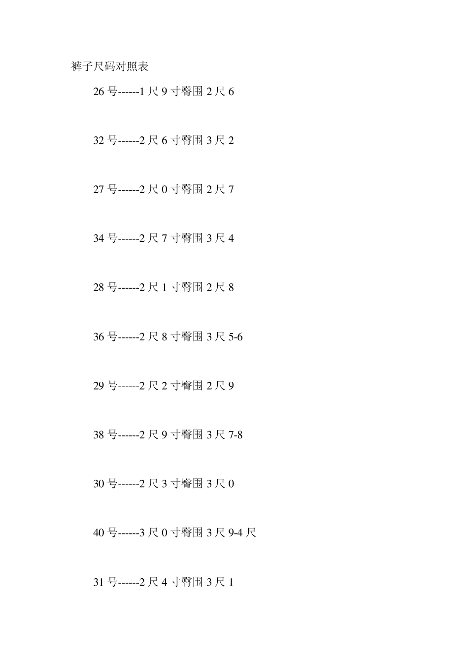 很实用!衣服、裤子、童装、文胸尺码对照表!!_第2页