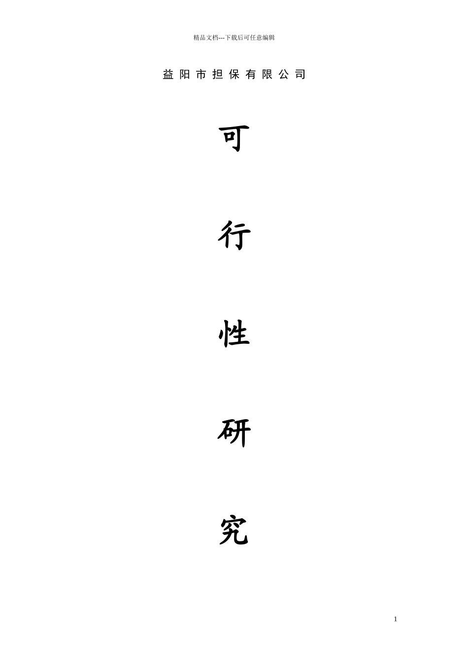 中小企业信用担保公司可行性研究报告_第1页