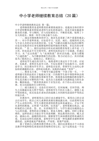 中小学教师继续教育总结
