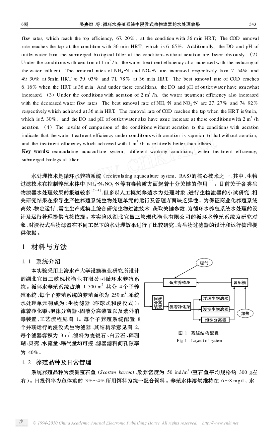 循环水养殖系统中浸没式生物滤器的水处理效果_第2页