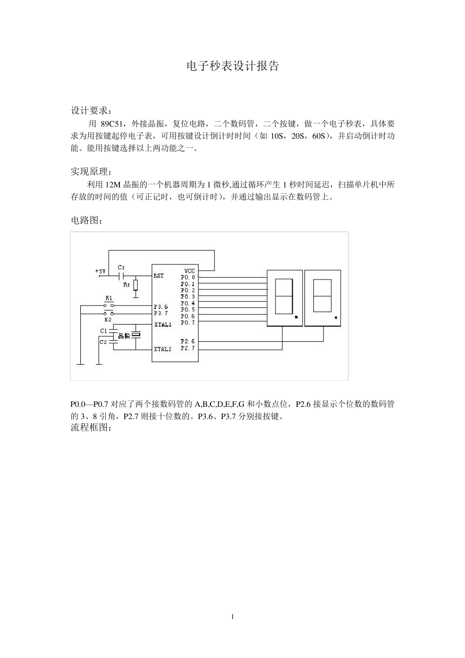微机原理电子秒表课程设计_第1页