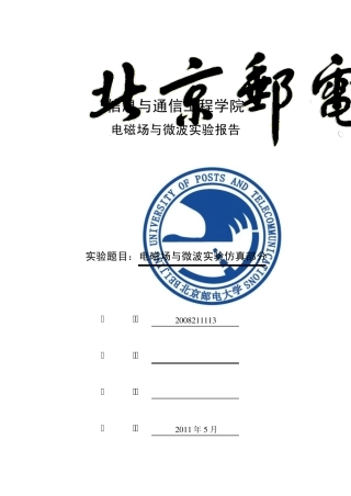 微波仿真实验报告