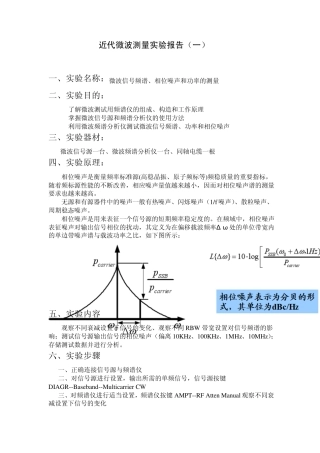微波信号频谱、相位噪声和功率的测量实验报告