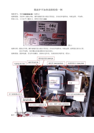 微波炉不加热故障检修一例