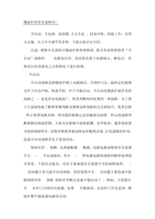 微波炉的常见故障