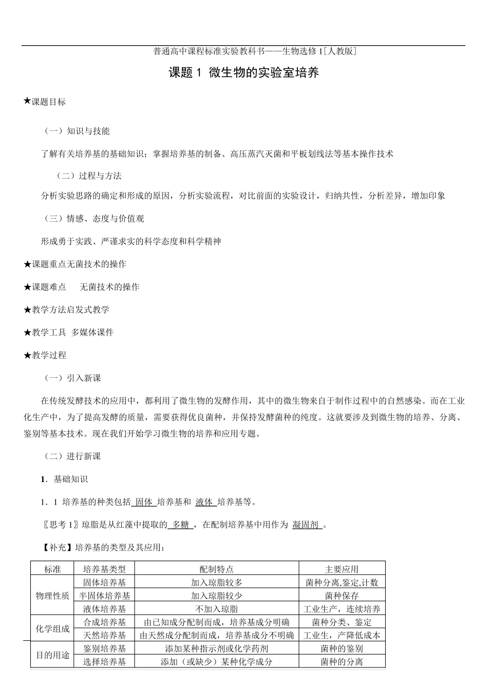 微生物的实验室培养.(教案)_第1页