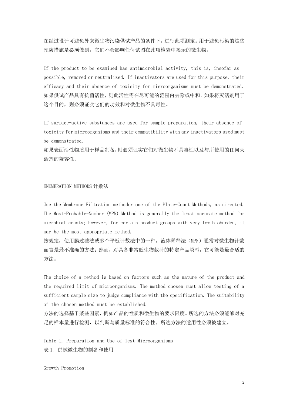 微生物计数检查法USP61中英对照版_第2页