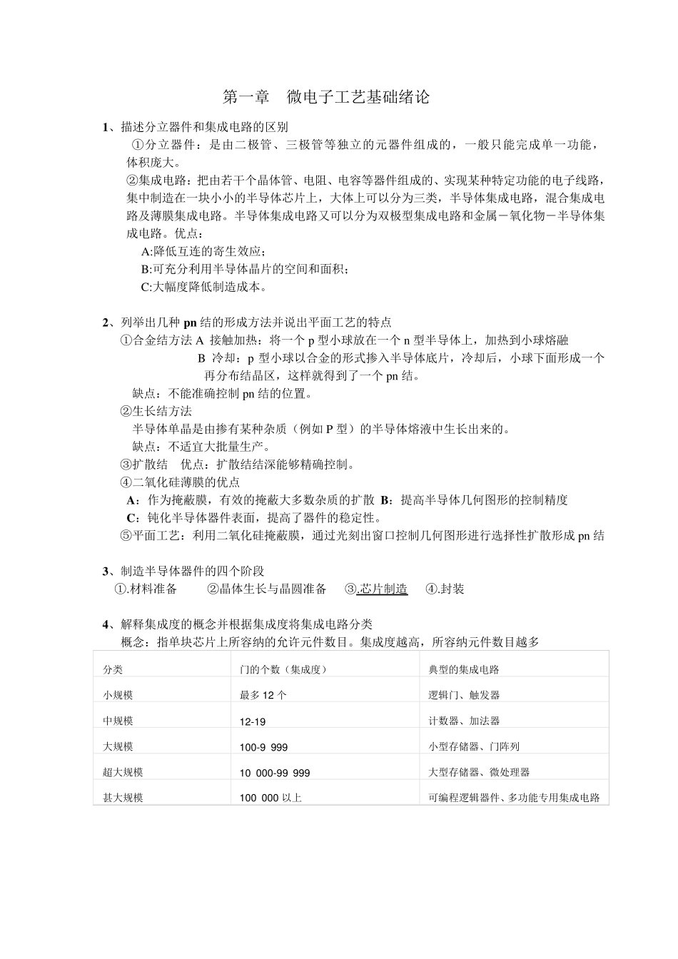 微电子工艺复习整理_第1页