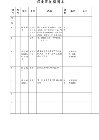 微电影拍摄脚本模板