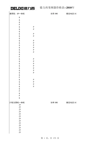 德力西变频器2010年价格总面价表08