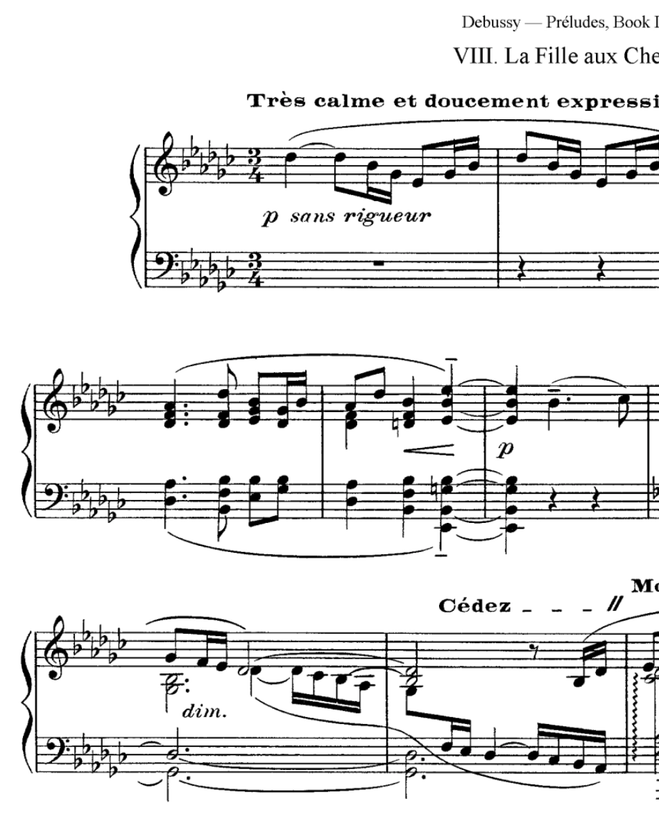 德彪西亚麻色头发的少女LaFilleAuxCheceuxDeLin谱_第1页