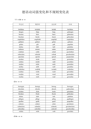 德语不规则动词变位表