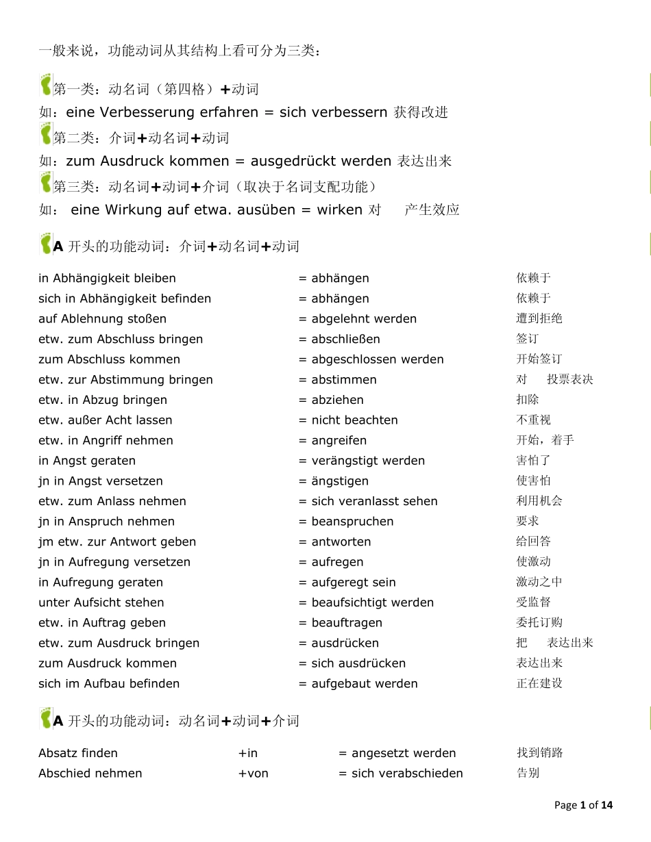 德语专八常考功能动词_第1页