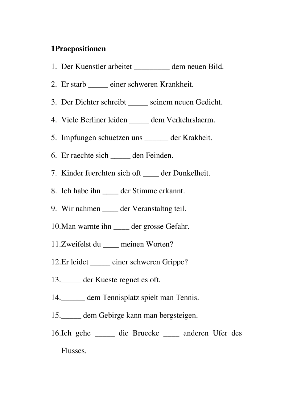 德语介词练习填空_第1页
