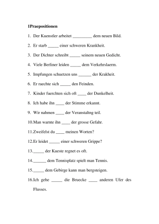 德语介词练习填空