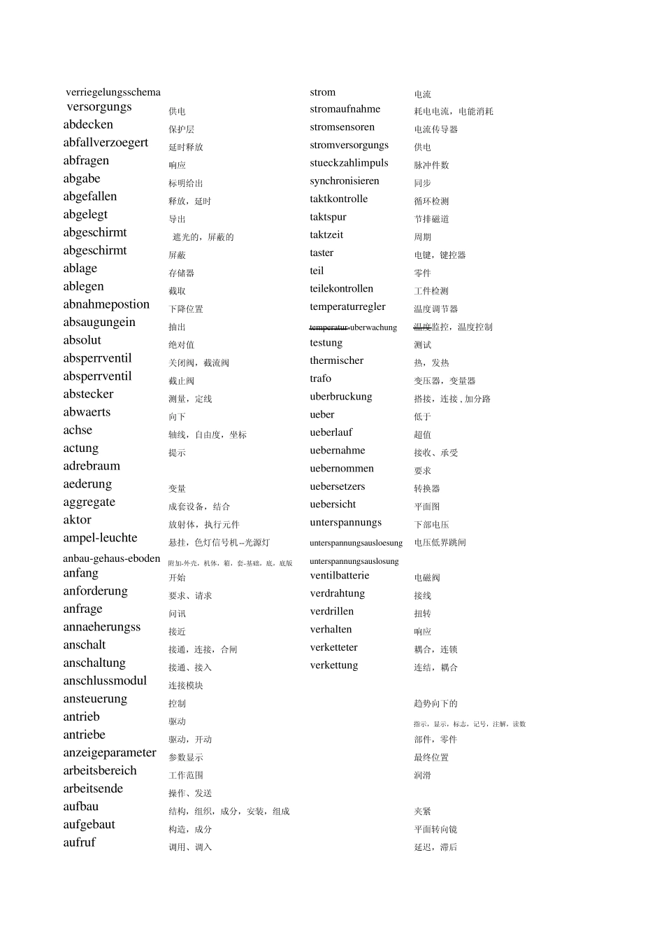德语电气单词表_第1页