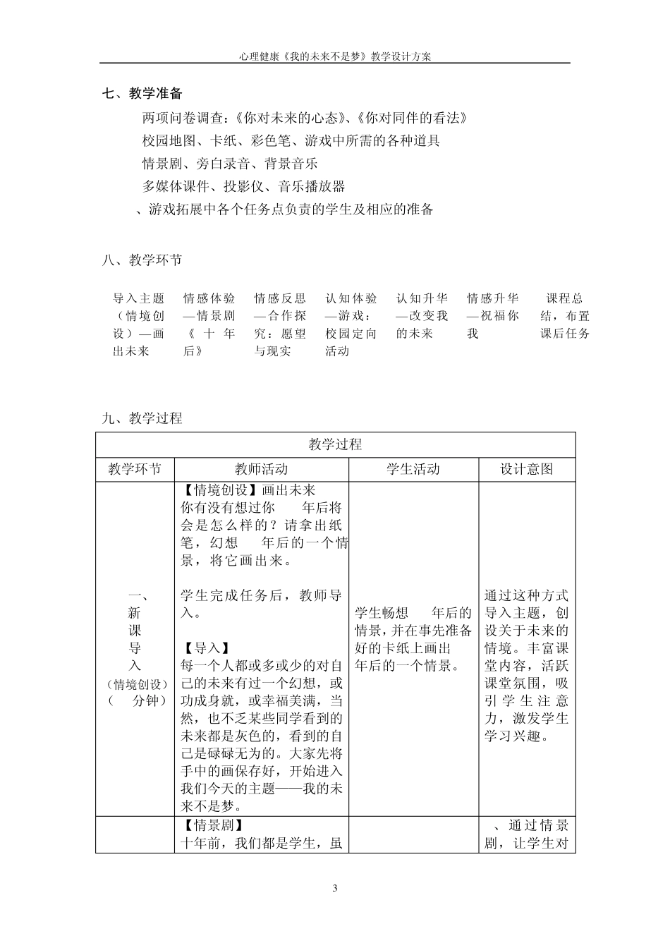 心理健康《我的未来不是梦》教学设计方案_第3页