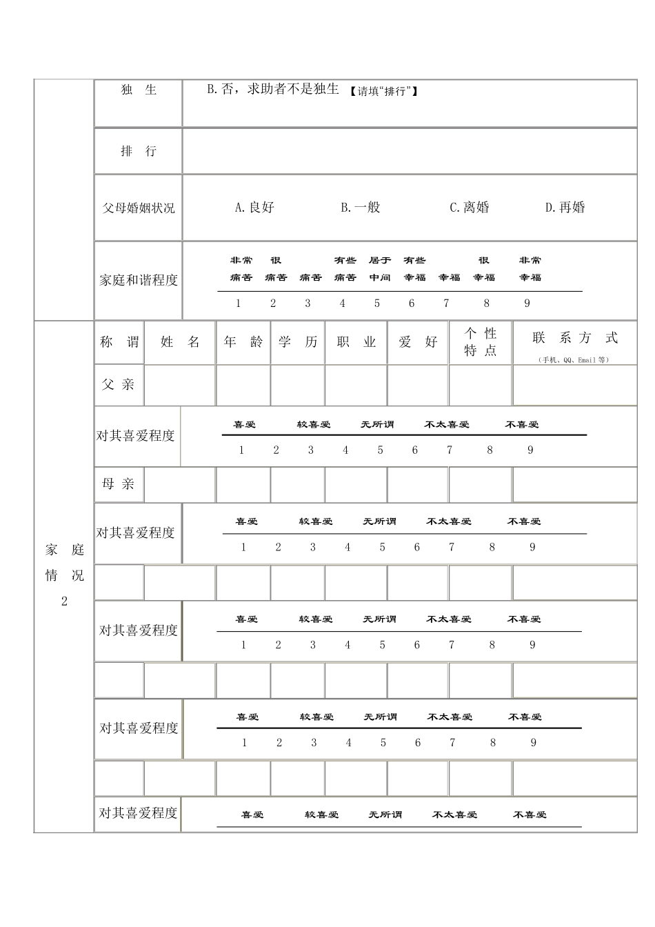 心理咨询来访者登记表(完整资料)_第2页