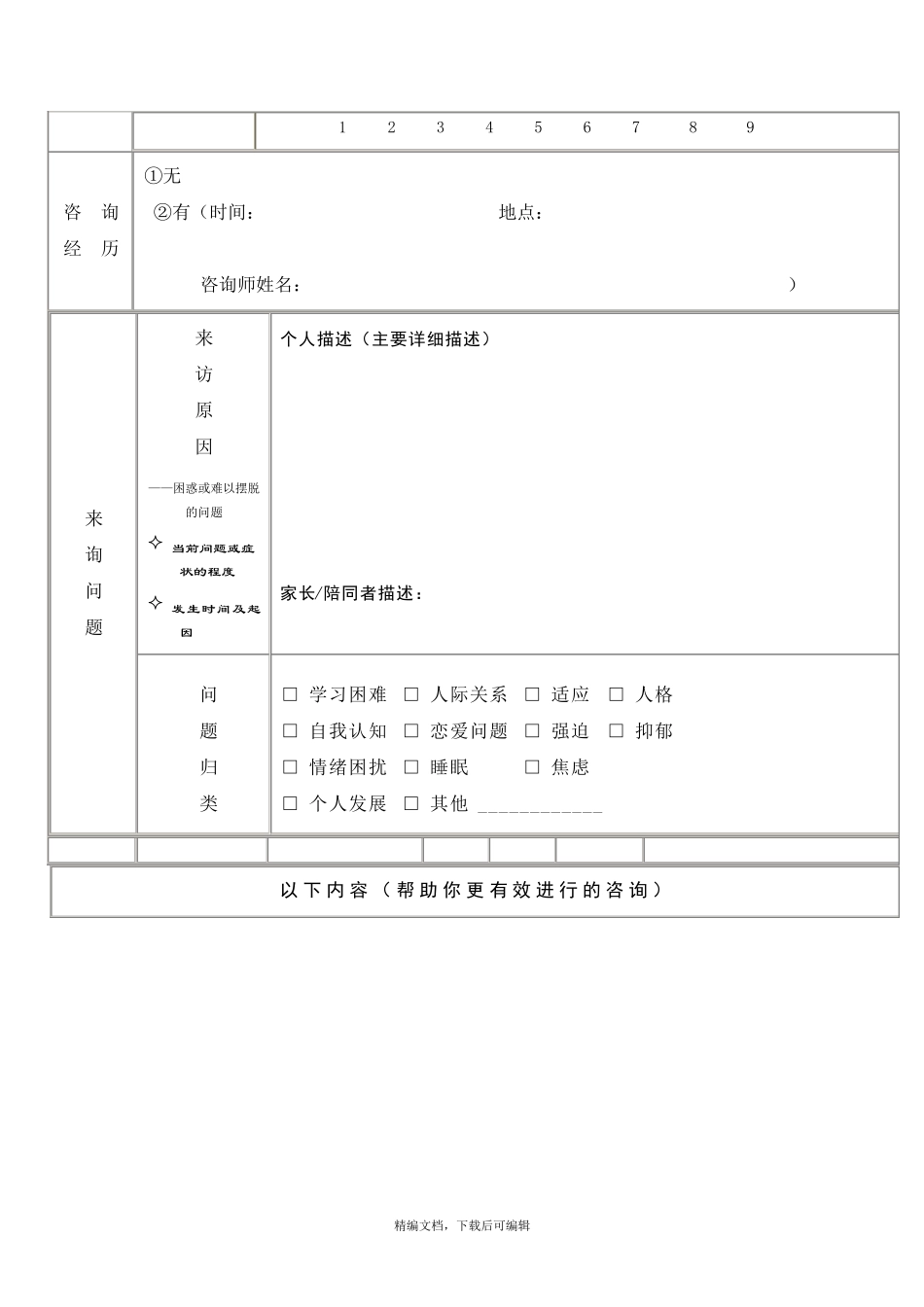 心理咨询来访者登记表(完整资料)_第3页