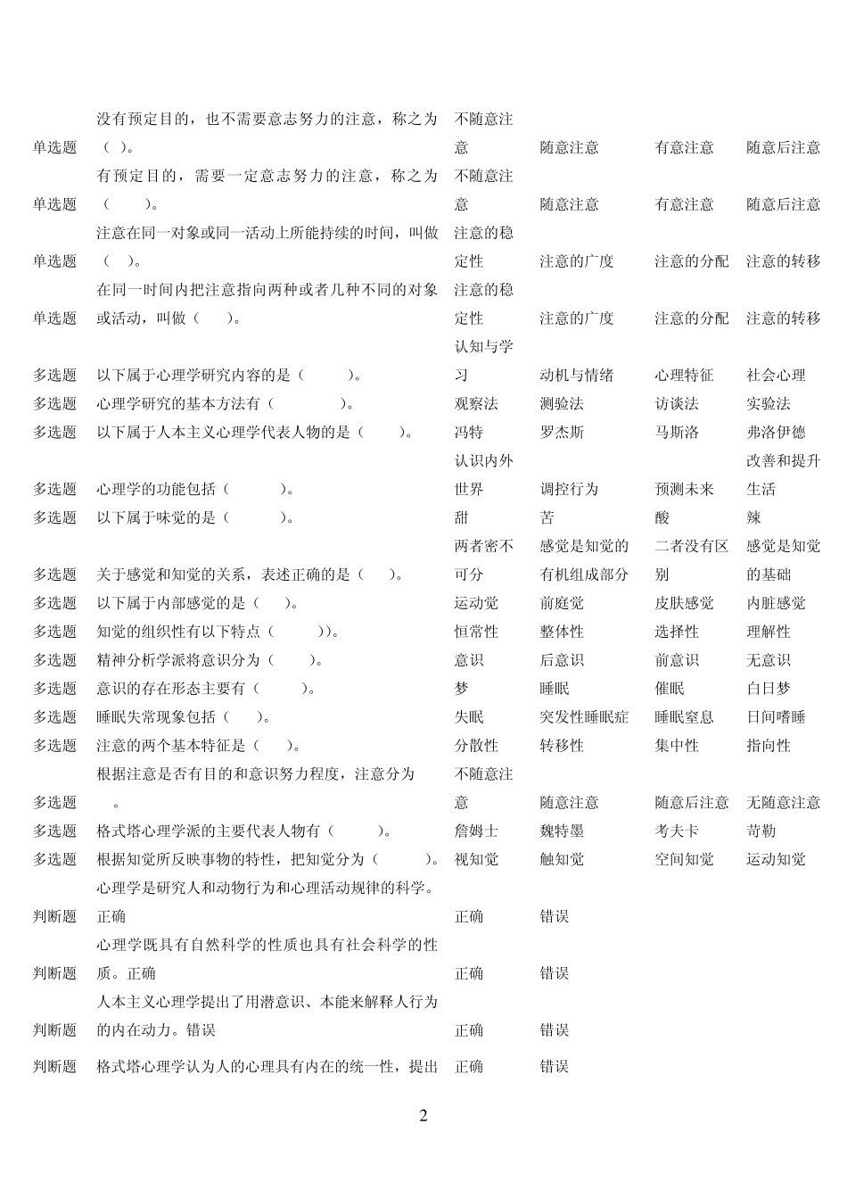 心理学(一体化)往届试卷_第2页