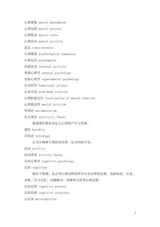 心理学专业英语词汇汇总