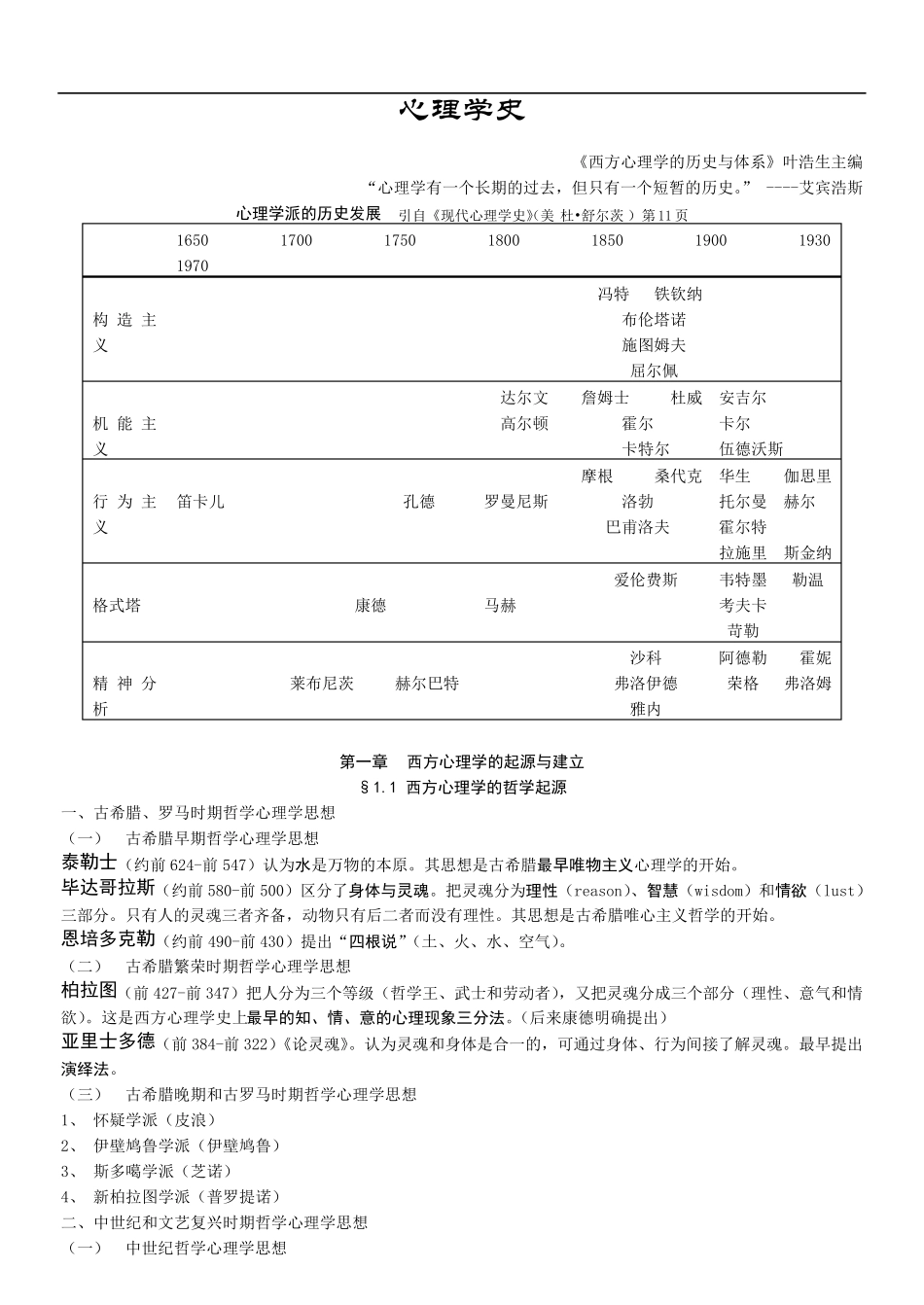 心理学史笔记(叶浩生)_第1页