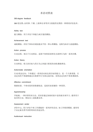 心理学术语对照表