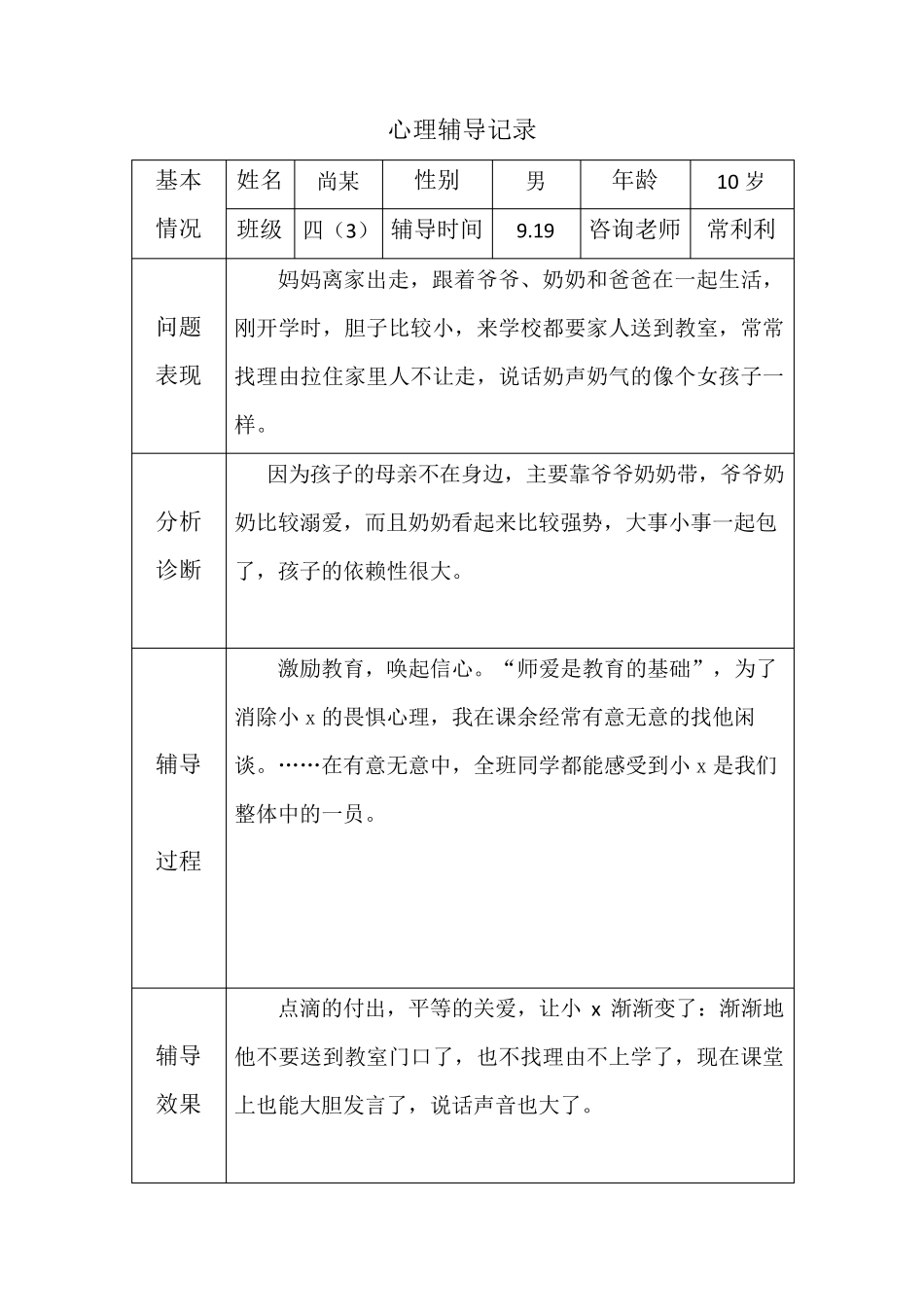 心理辅导记录18个表格_第2页