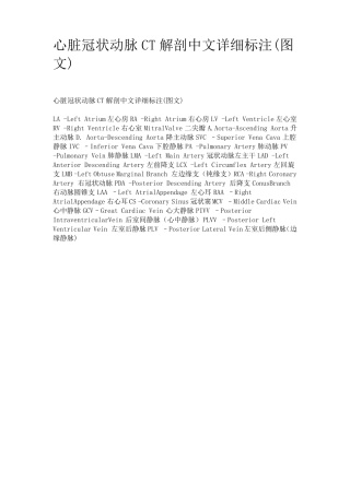 心脏冠状动脉CT解剖中文详细标注(图文)
