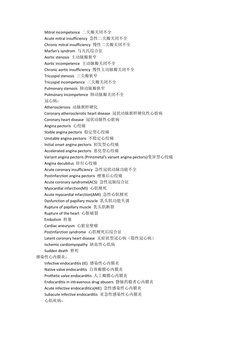 心血管医学专业英语词汇_第3页