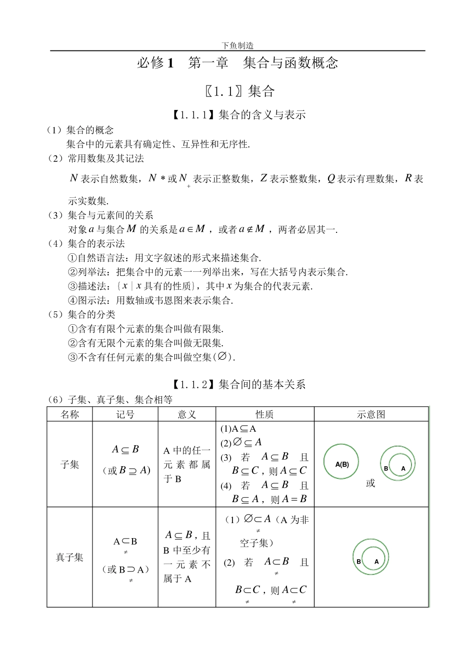 必修1__第一章__集合与函数概念知识要点_第1页