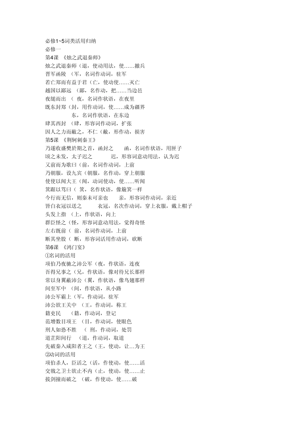 必修1~5词类活用归纳_第1页