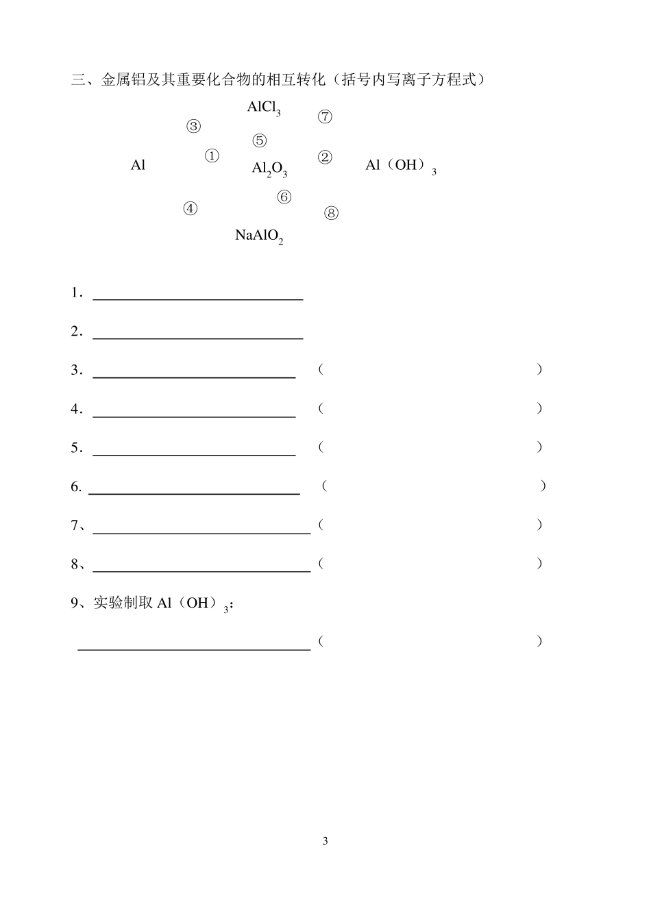 必修1物质转化关系图及相应化学方程式_第3页
