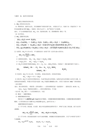 必修一专题四硫、氮和可持续发展知识点