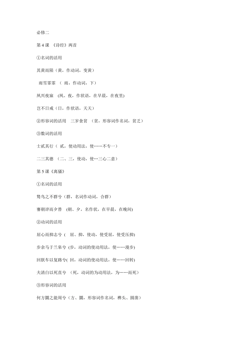 必修一到必修五词类活用_第3页