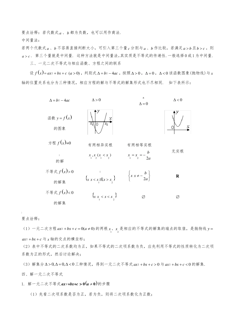 必修一第二章一元二次函数、方程和不等式全章讲解训练_第2页