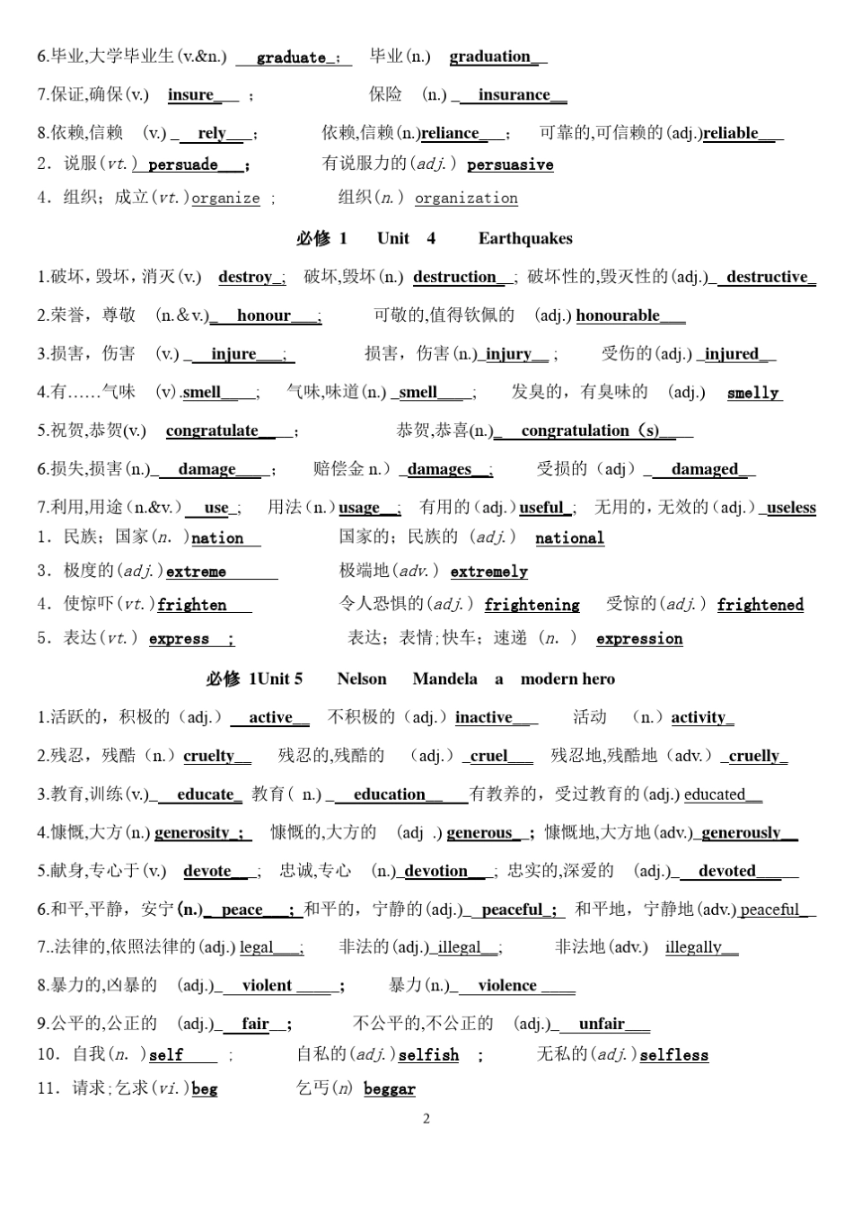 必修一至选修十词性词形变化_第2页