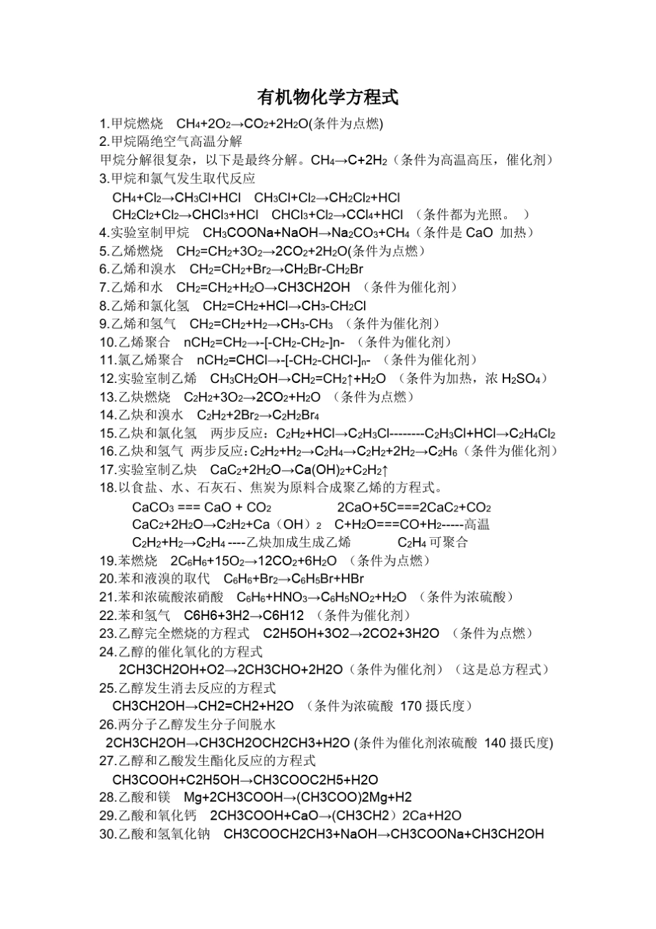 必修二有机物化学方程式_第1页
