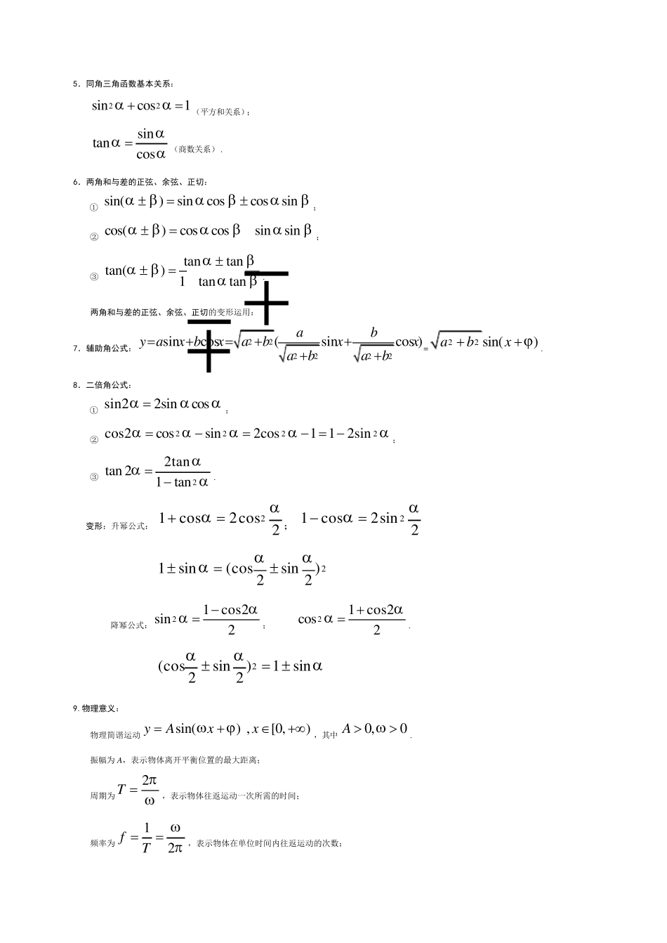 必修四数学重点内容_第2页