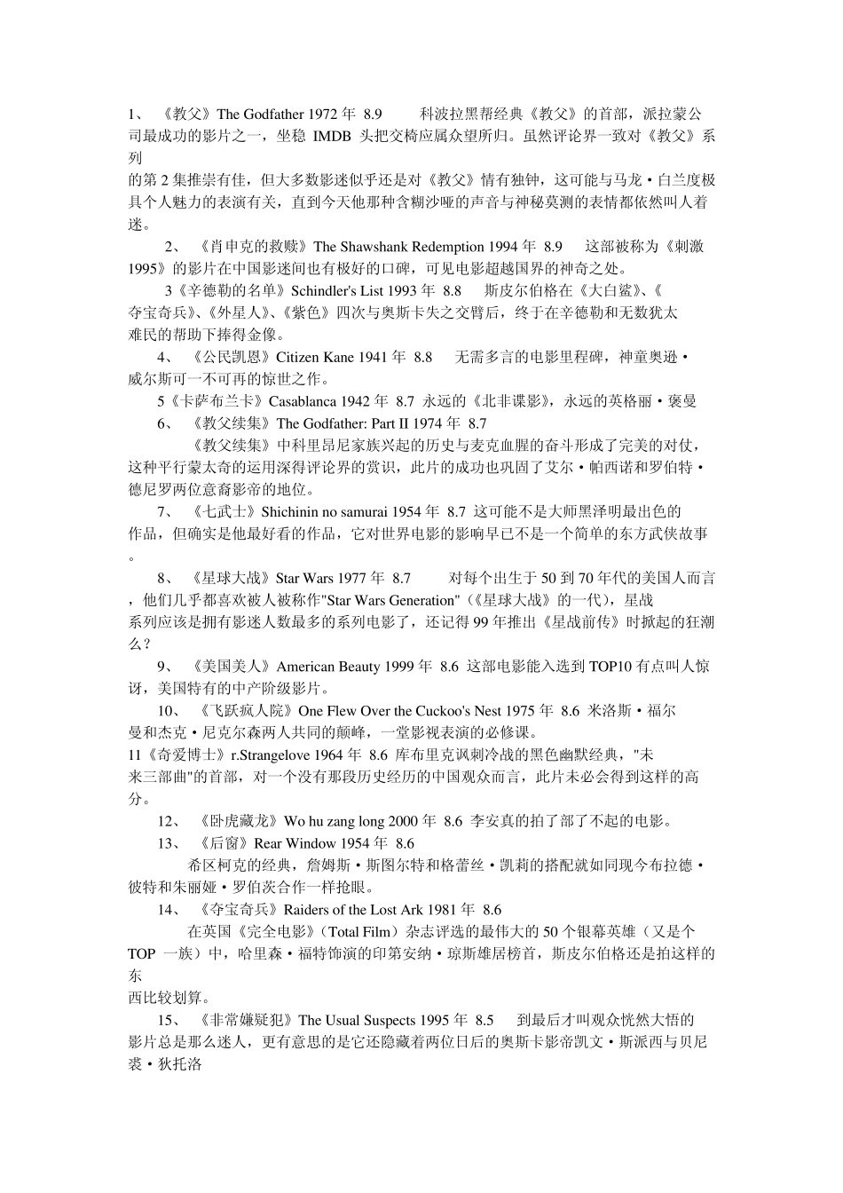 必看的经典英文电影100部_第1页