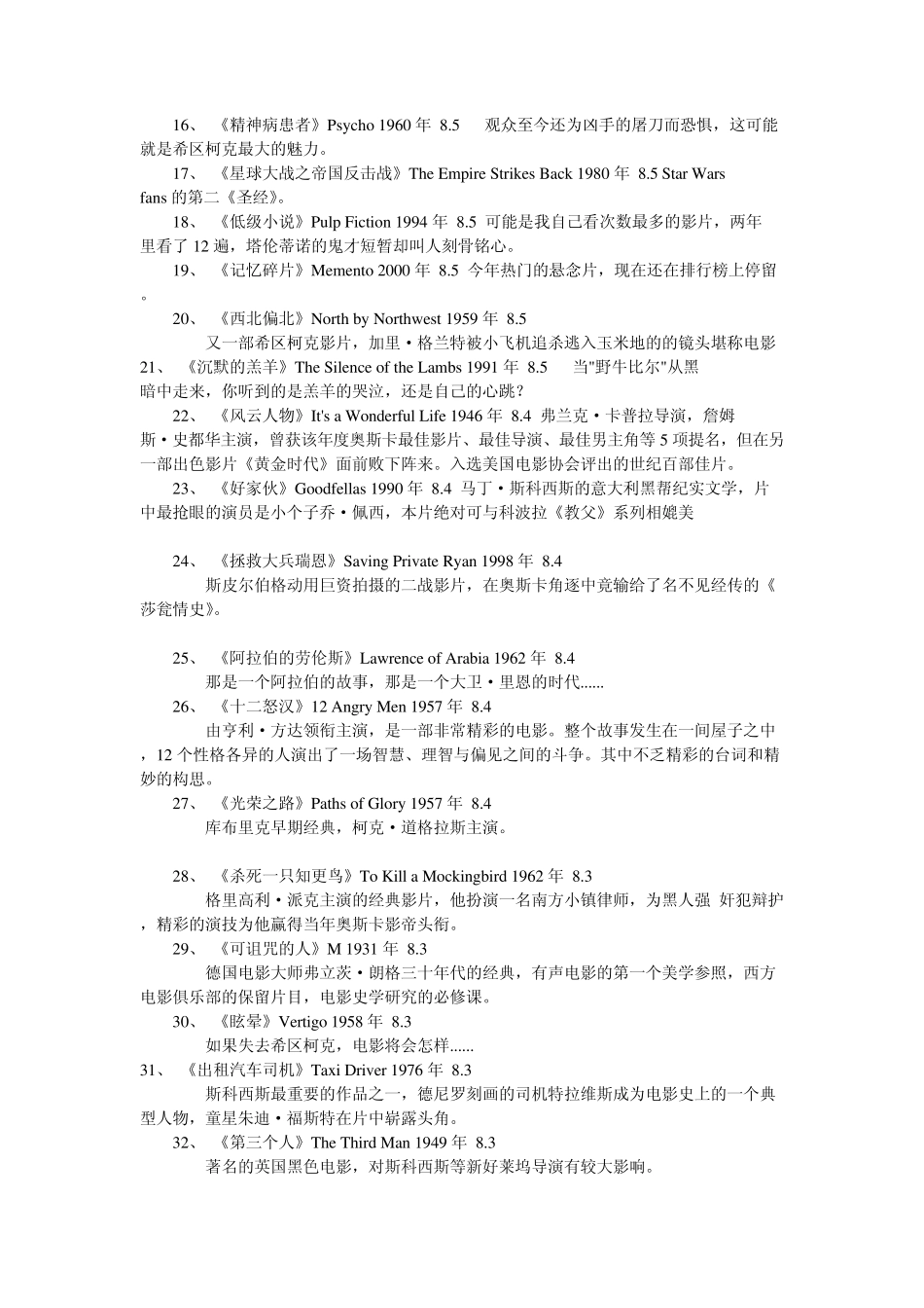 必看的经典英文电影100部_第2页