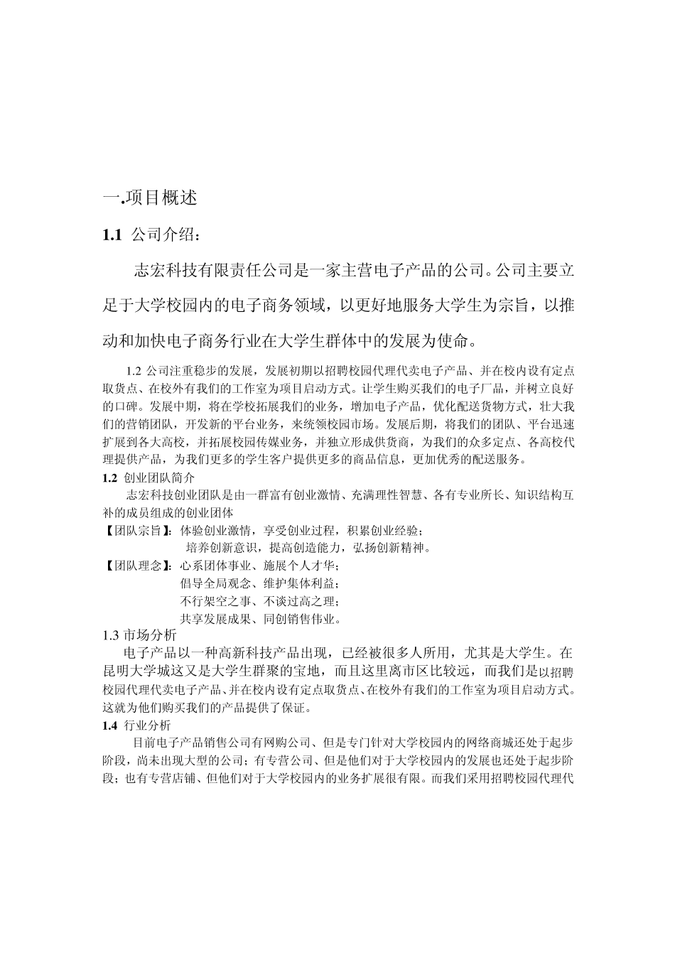 志宏科技电子产品营销策划书(权威版)_第1页