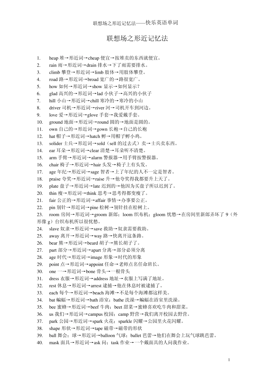 快乐英语单词联想场之形近记忆法_第1页