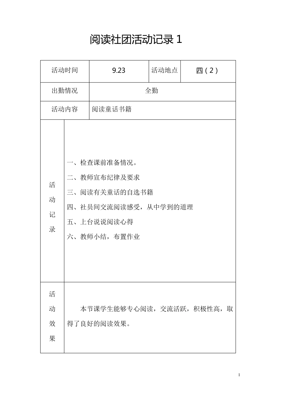 快乐阅读社团活动记录_第1页